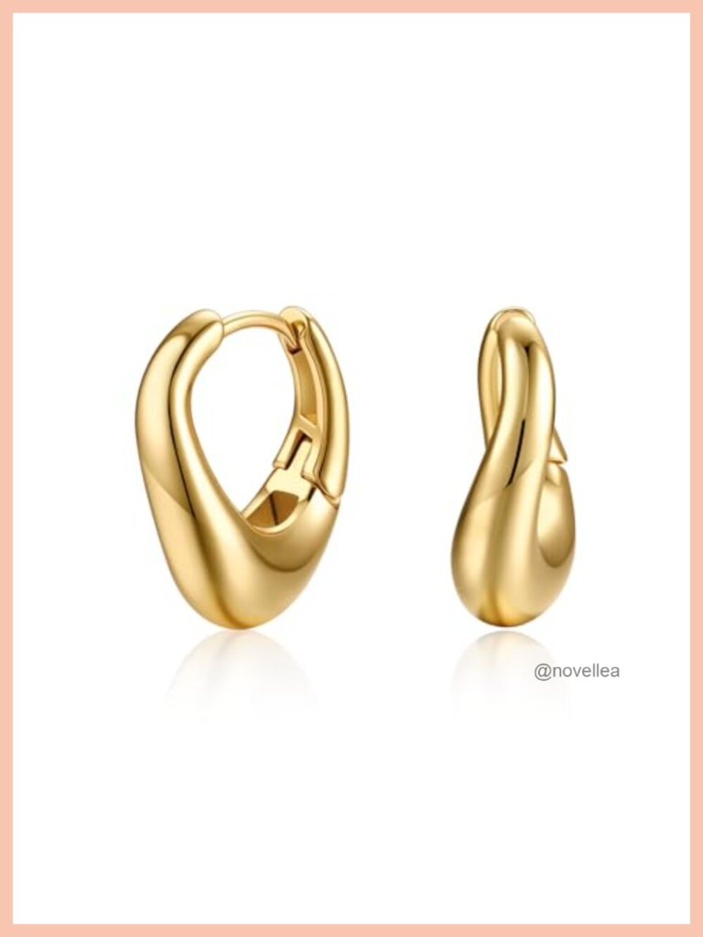18K Gold Plated Chunky Hoop Earrings for Women Twisted Teardrop Huggies